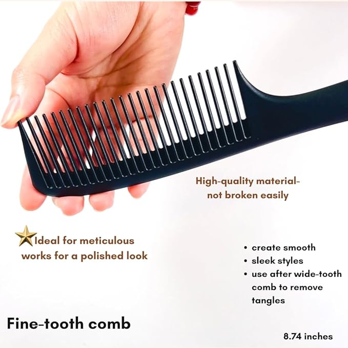 VIVEDGE| Carbon Comb Set for Curly Hair| Anti Static Frizz-free Detangling Wide Tooth Parting Combs with Premium Hair Acccessories for Styling | Gift set for loved ones(Pink-Light Yellow)