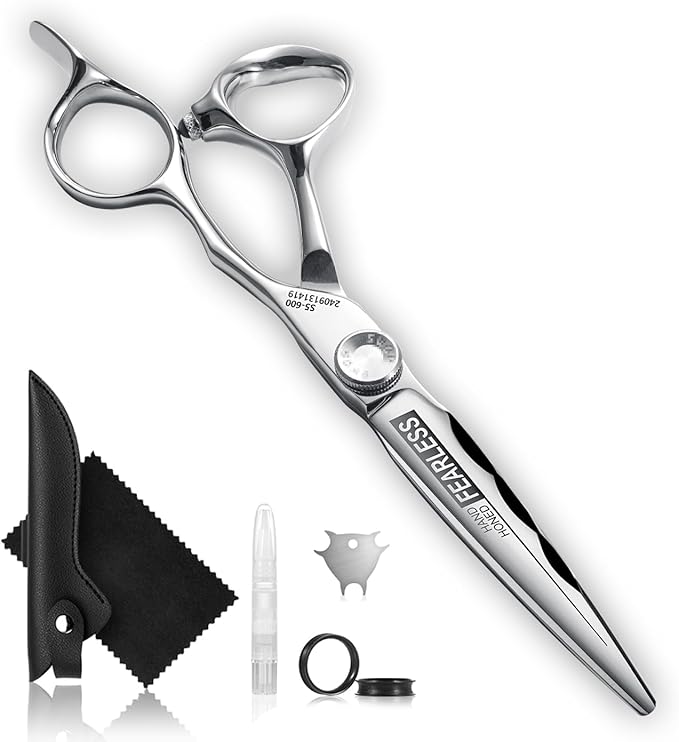 Professional Hair Cutting Scissors - SUS 440C & Cobalt Stainless Steel Barber Shears Fine Adjustment Tension Premium Shears for Hair Cutting (Hair Cutting Scissors S5, 5.5 Inches)