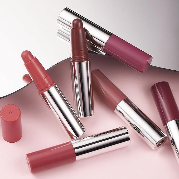 2Pcs Matte Lipstick Crayon - High Pigment Creamy Formula, Waterproof Long Lasting, Smooth Glide Application, Non-Sticklipstick, Ultra Thin Lightweight, Velvet Matte Lip Feel for Women 01#+03#