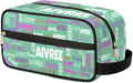Custom Travel Cosmetic Bag with Name, Personalized Large Capacity Weekend Toiletry Bag Portable Bathroom Makeup Organizer, Light Green Solid Color