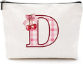 Initial Makeup Bag Monogram Cosmetic Bag Monogrammed Gifts for Women Girls Friends Coworker Bestie Personalized Travel Toiletry Bag Christmas Bridal Shower Wedding Bridesmaid Gifts, Cherry D