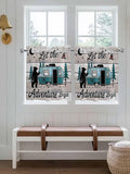 Farmhouse Bear Camper Van Tree Window Valance Curtains, Vintage Wood Grain by IDOWMAT