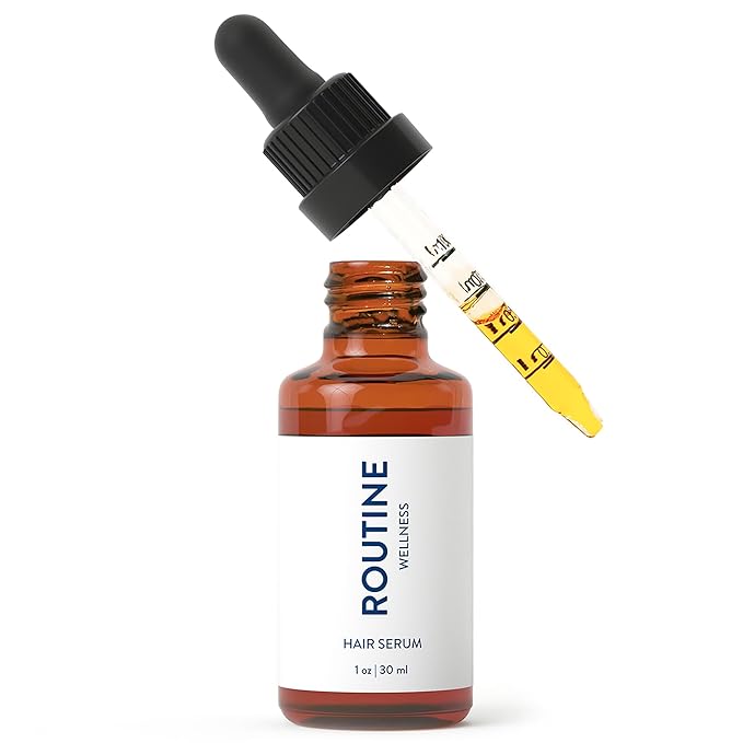 Routine Wellness Hair Treatment Serum for Thinning Hair - Plant-Based Rosemary, Tea Tree & Argan Oils Blend for Strength, Shine & Softer Hair - Clean Ingredients, All Hair Types - 30ml