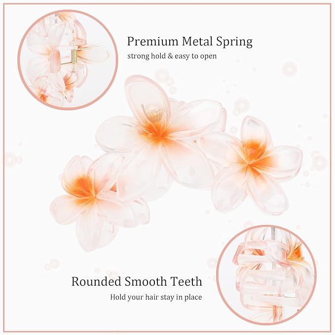 Ondder 4 Pcs Flower Hair Clips for Women Big Flower Claw Clips Large Matte Hair Clips for Thick Hair Non Slip Strong Hold Jaw Hair Clips for Women's Hair Flower Hair Accessories for Women Girls