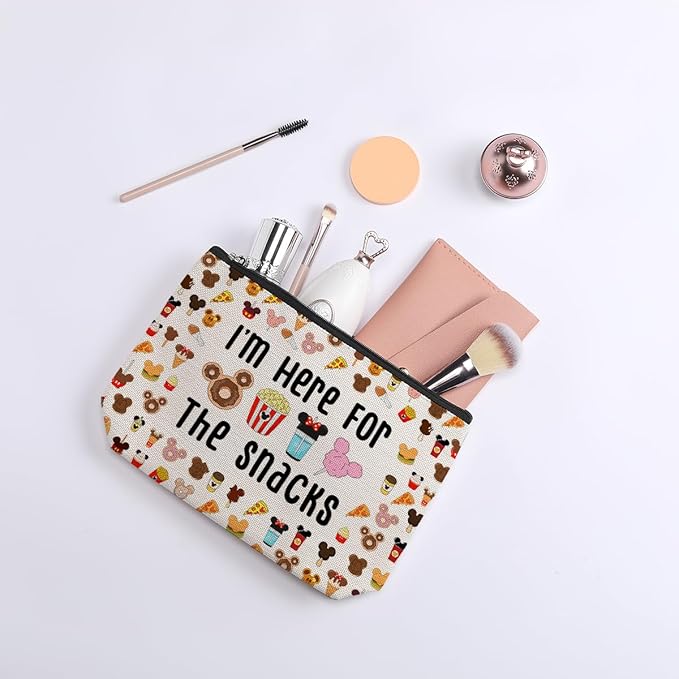 Magic Kingdom Lover Gift Halloween Snacks Cosmetic Bag Snacks Bag for Travel Cute Toiletry Bag for Girls Teens Friends Makeup Organizer Zipper Pouch (for The Snacks White)