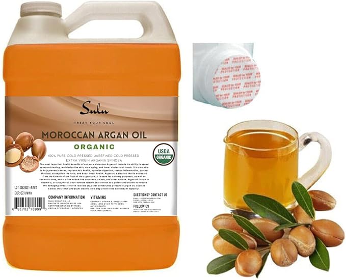 16 Ounces/ 473 ML Pure Certified Organic Cold Pressed Unrefined Extra Virgin Moroccan Argan Oil