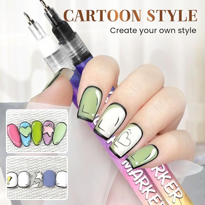 12 Color 3D Nail Art Pens Set, Nail Art Pens for Painting Nails Art Markers for Gel Nails