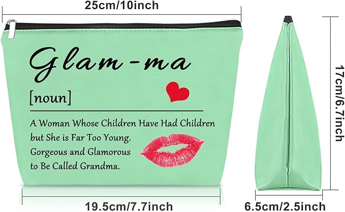 Sazuwu Grandma Green Makeup Bag for Grandmother Nana Gifts from Grandkids Cosmetic Bag Mothers Day Birthday Present Travel Pouch
