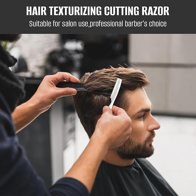 Stainless Steel Hair Thinning Styling Razors for Cutting Hair, Hair Texturizing Cutting Razor for Salon and Home,10 PCS Sharp Blades Included