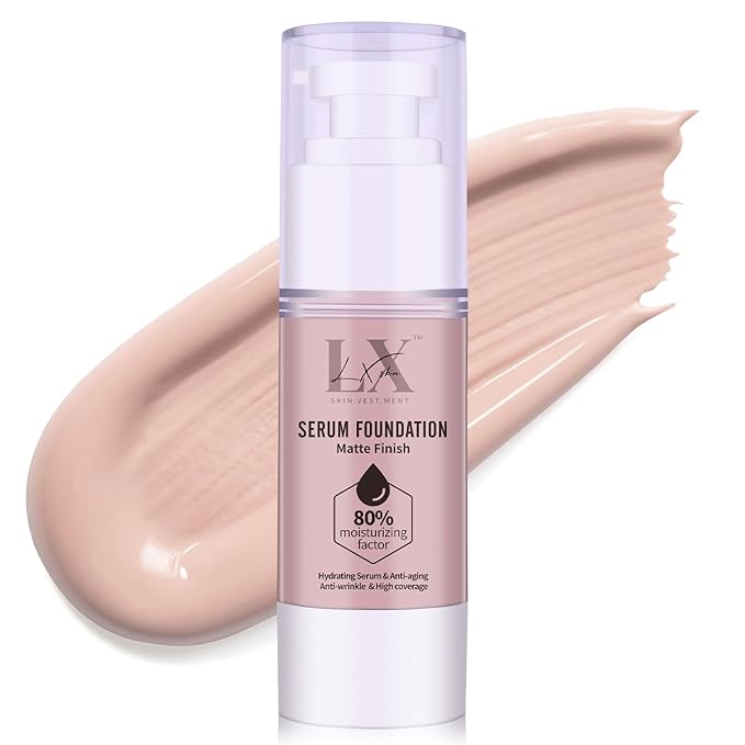 Moisturizing Foundation with 1% Hyaluronic acid, Deep Hydration & High Coverage Serum Foundation for A Smooth & Satin Finish, 101 Light