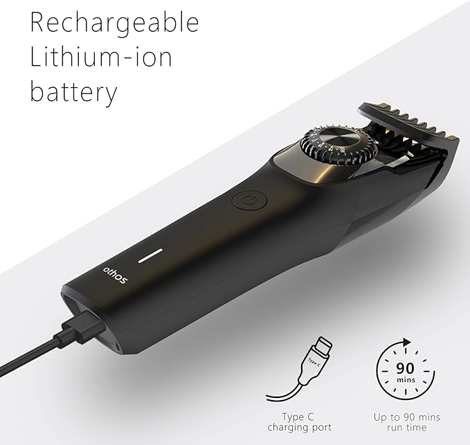 othos Hair Beard Trimmer,Cordless with Adjusting Wheel, USB Type C Rechargeable, 2 Guide Combs,Cleaning Brush