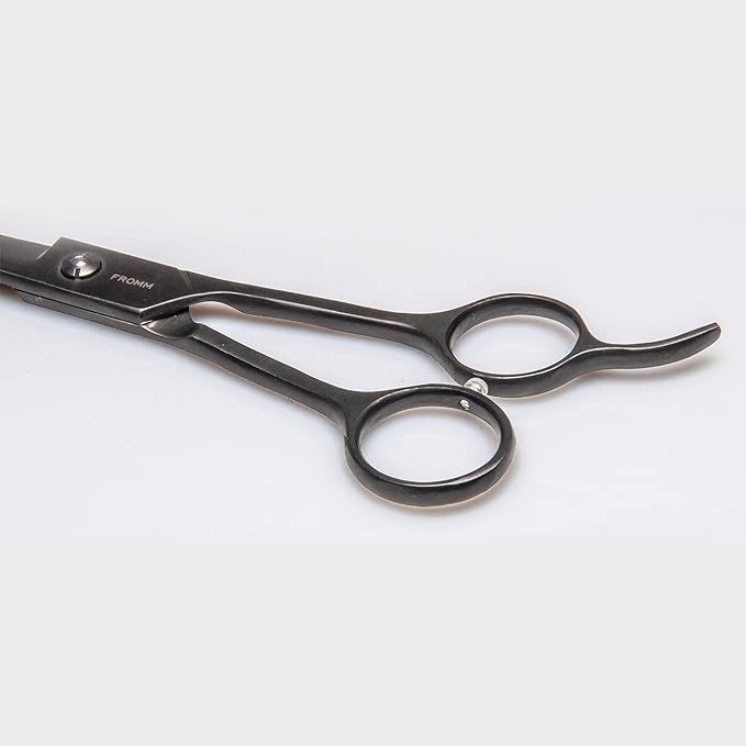 Fromm Invent 7.25" Barber Shears for Over-Comb Cutting, Gunmetal Heat Treated Steel with Beveled Blade and Smooth Edge