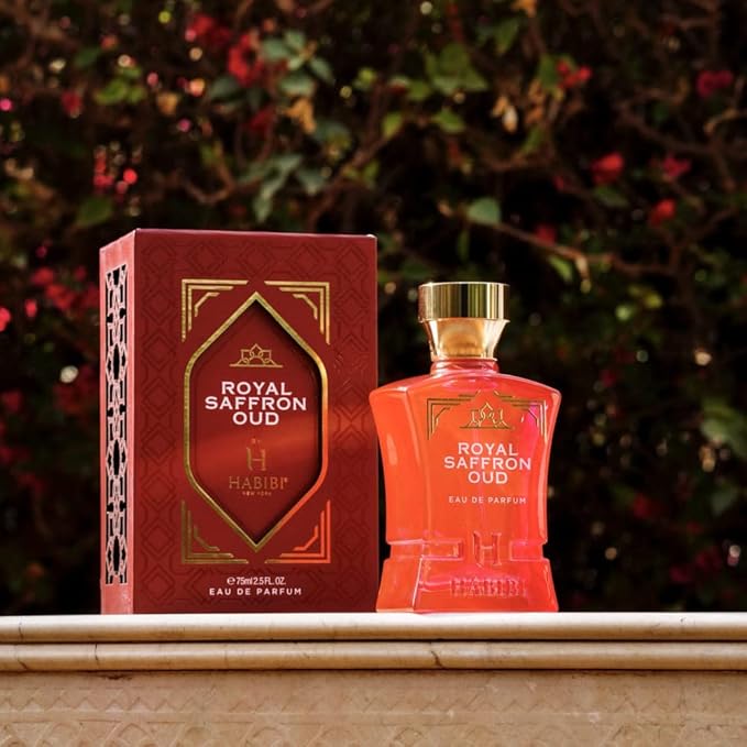 H HABIBI Royal Saffron Oud Arabian Perfume for Women – 2.5 oz (75ML) Long Lasting Women's Fragrance, Warm Woody Scent with Jasmine, Patchouli, Sandalwood & Amber Notes