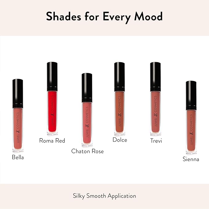 Juwel Cosmetics Liquid Lipstick for Women, High Pigment Long Lasting Lipstick, Lightweight Creamy Finish, Transfer-Proof Mineral-Based Nourishing Formula, Cruelty-Free & Lead-Free Lip Color, Dolce