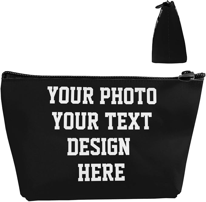 Custom Makeup Pouch Gifts Personalized Make-up Bag for Women -Customized Organizer Cosmetic Bag for Girls Add Your Photo or Text Design Toiletry Travel Purse Case