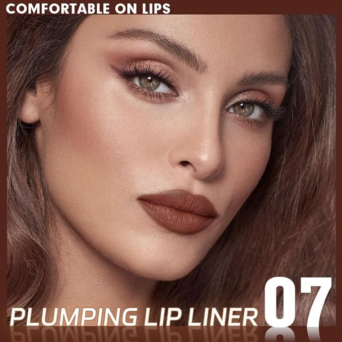 SUAKE Plump Matt Lipstick Lipliner Pencil Pack,Waterproof Crayon with Silicone Smudger for Define Contours & Sculpting Lip, Longwear Moisture Smooth Creamy Formula for Lip Makeup-07 Mocha