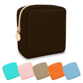 Mini Makeup Pouch for Purse, Small Cosmetic Bag Pouch Nylon Travel Toiletry Organizers Bag for Women Girls, Cute Zipper Coin Purse Preppy Storage Purse for School Work(Mini-Chocolate)