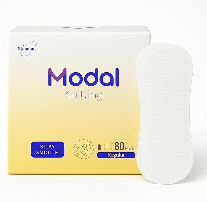 MODAL Panty Liners for Women, Unscented Sanitary Pads Without Wings, Daily Thin Panty Liners, 6.1 Inch(155 mm), Regular, 80 Count