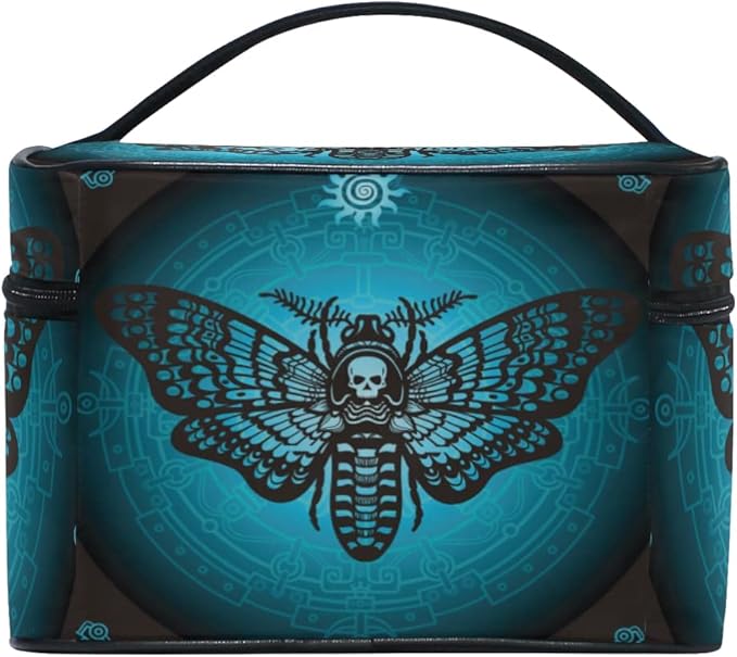 Makeup Bag, Skull Butterfly Travel Makeup Organizer Bag Cosmetic Cases Toiletry Bags for Girl Women Ladies