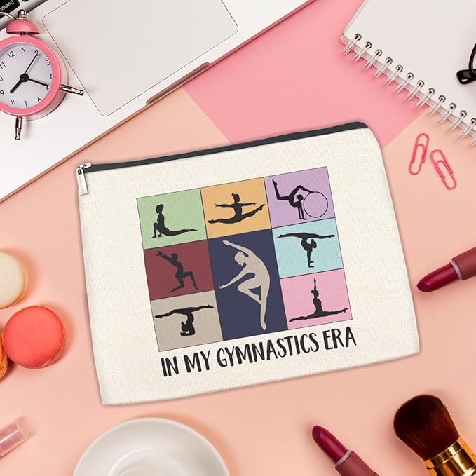 Gymnastics Gifts Makeup Bag, Gymnast Team Graduation Gift for Women Girls Thank You Appreciation Gifts for Gymnastics Coach Friend Coworker Gymnastic Stuff Accessories Cosmetic Travel Bag for Purse