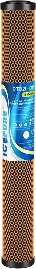 ICEPURE 5 Micron 20" x 2.5" Whole House Activated Carbon and KDF Water Filter by ICEPURE
