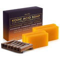 VALITIC Kojic Acid Soap for Hyperpigmentation - with Glutathione, Collagen & Vitamin C - Natural Soap Bars with Turmeric - Original Japanese Complex for Dark Spot Correction - 4 Pack + Holder