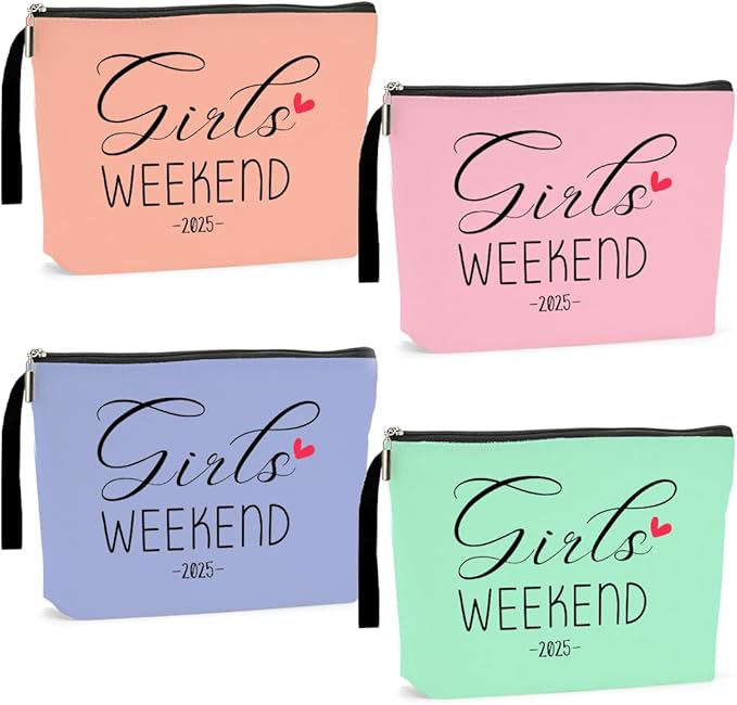 Hanamiya Na 4Pcs Weekend Makeup Bag Trip Gifts Favors Bag Girls Weekend Gifts Friendship Gifts for Women Girls BFF Bride Cosmetic Bag Zipper Pouch Wedding birthday Bachelorette Party