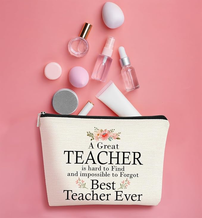 Teacher Appreciation Gifts,Teacher Gifts for Women Makeup Bag,Best Teacher Ever Cosmetic Bag,Small Makeup Bag,Travel Makeup Bag,Makeup Bag Organizer