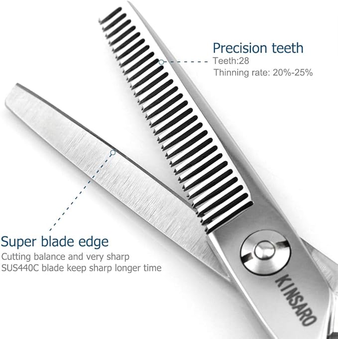 Hair Thinning Scissors left hand 5.5 Inch Barber Scissors Left hand Hair Thinning Shears Barber Shears KINSARO for Hairdresser Barbershop or Home Use