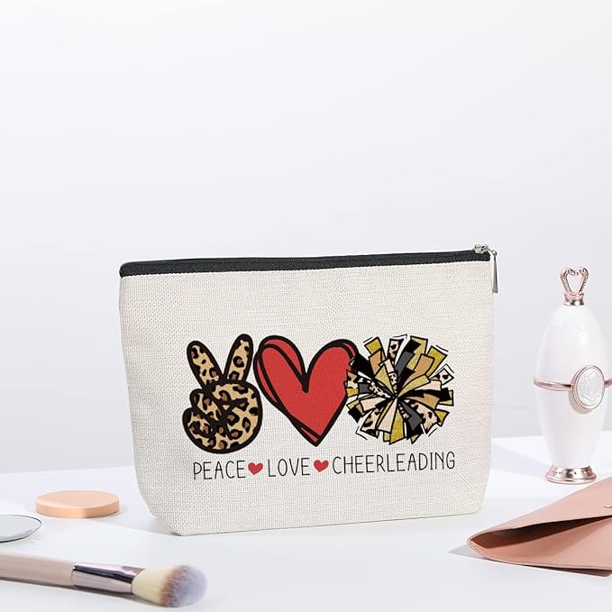 Cheer Stuff Cheerleader Cheer Bag Funny Cheerleader Gifts Cheerleading Gift Christmas Birthday Gifts for Women Her Female Cheer Team Merchandise - Peace Love Cheerleading