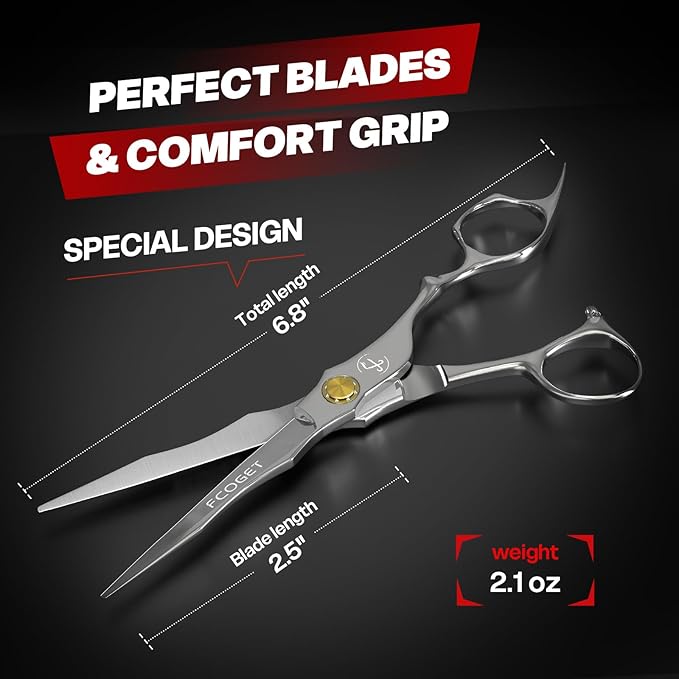 Professional Barber Hair Scissors Thinning Shears Kit - 6.8" HIGH-END Extremely Sharp Haircut Scissors Hairdressing Texturizing Hair Cutting Shears Set 440C Stainless Steel for Salon Home Stylists