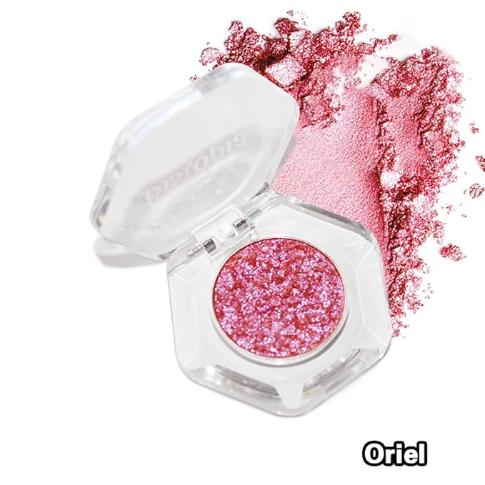 Chameleon Eyeshadow Collection, 14 Shades, Glitter Pressed Powder, Iridescent Shimmer Colors. (Oriel)
