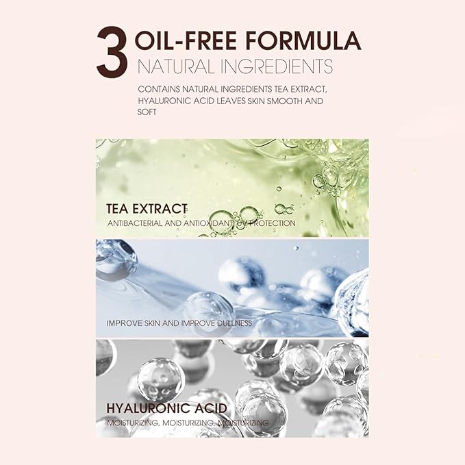 3 Pcs Makeup Prep Concealer，Natural Glow Vegan Primer，Pre-Makeup Foundation，Full Coverage, Invisible Pores, Sweat-proof and Waterproof, Long-lasting and Non-staining，1.05 OZ Each