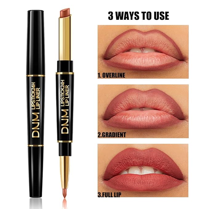 3Pcs Lip Liner and Lipstick Combo Set, Chestnut Nude Brown Lipgloss for Women Magic Lipstain 24 Hours Original Lip Liner Makeup Stain Long Lasting Waterproof Smudge Proof labial