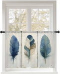 Sheer Curtains 54 Inch Length, Boho Blue Feathers Semi Sheer Curtains Light by Unknown