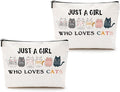 2pcs Cats Makeup Bags for Women, Cute Cat Themed Gifts Cosmetic Bag Travel Zipper Pouch for Sister Bestie, Christmas Birthday Gifts for Women Girls Cat Mom