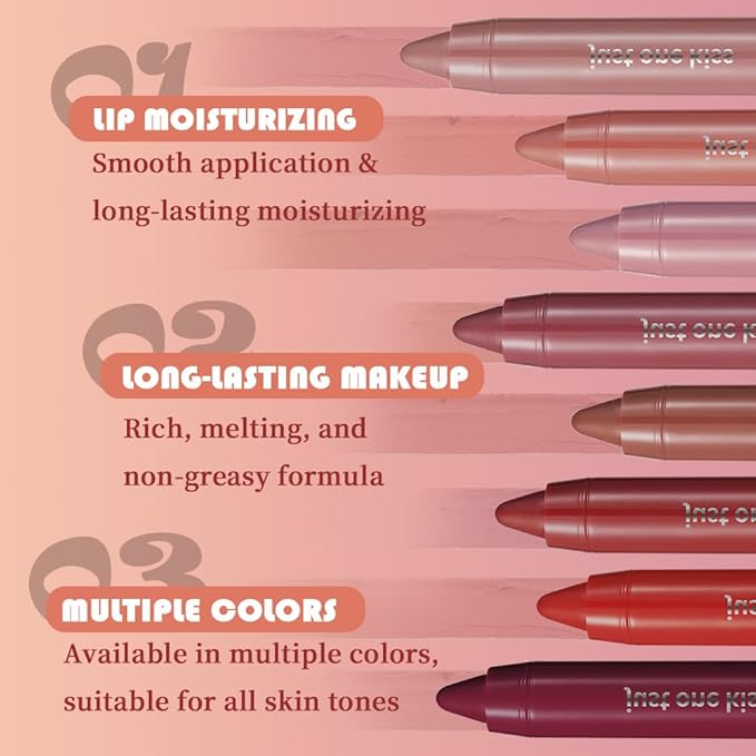 2Pcs Mauve & Plum Purple Hydrating Cream Lipsticks Lip Crayon for Women, Moisturing Lipstick Longwear Lip Liner Crayon Set for Ombre Shades, Matte Creamy Lips Stick Natural Nourishing Lips Balm Set, D