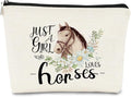 Cute Horse Small Makeup Bag,Comestic Bag Birthday Gifts for Horse Lovers Girls Friends, Just A Girl Who Loves Horse Cute Fashion Magic Cosmetic Pouch for Girls Women
