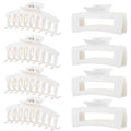 White Hair Clips for Women - 8 Pack 4.3 Inch Large Matte Banana Claw Clips for Women Thin Thick Curly Hair, Big Strong Hold jaw
