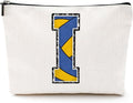 Volleyball Gifts Initial Makeup Bag Monogrammed Cosmetic Bag Letter I Zipper Pouch Volleyball Accessories for Girls Women Volleyball Player Coach Friend Volleyball Stuff Graduation Birthday Gifts