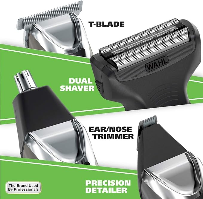 Wahl Stainless Steel Lithium Ion 2.0+ Slate Beard Trimmer for Men - Electric Shaver, Nose Ear Trimmer, Rechargeable All in One Men's Grooming Kit (Pack of 6)