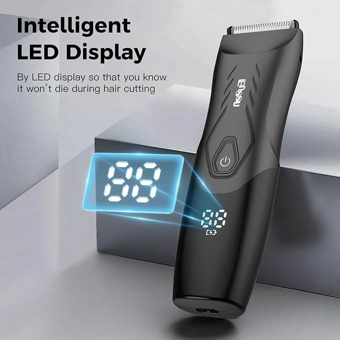 Body Hair Trimmer for Men: 2-in-1 Manscape Trimmer & Shaver with LED Light for Ball/Pubic/Groin,Waterproof Trimmer for Men,No-Nick Shaving,Smooth Grooming