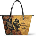 African Black Women's Leather Tote Bag, Large, Premium Vegan Leather, Full Zip, Perfect Christmas Gifts For Women