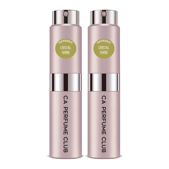 CA Perfume Impression of Cristal Shine for Women Floral Green Scent Long Lasting Perfumes for Women Eau De Parfum Travel Size Refillable Atomizer Spray 0.27 Fl Oz 8ml (Set of 2)