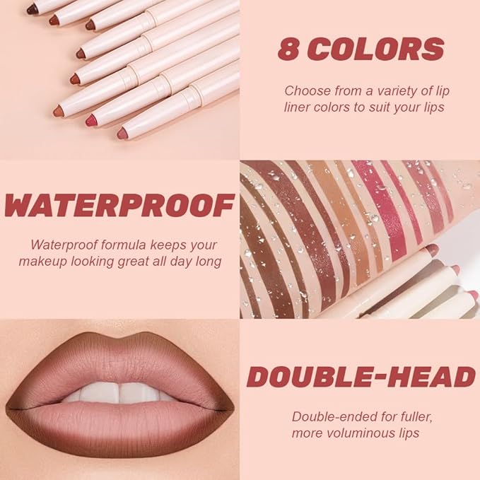 SUAKE Plump Matt Lipstick Lipliner Pencil Pack,Waterproof Crayon with Silicone Smudger for Define Contours & Sculpting Lip, Longwear Moisture Smooth Creamy Formula for Lip Makeup (07# Lean)