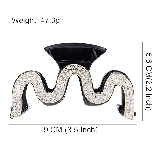 SINIDE Rhinestone Hair Claw Clips, Crystal Plastic Jaw Clip Nonslip Acrylic Claw Clips for Thick Long Hair, Large Fashion Clamps Accessories for Women Ladies Strong Hold Barrette for Styling (2 Pack)