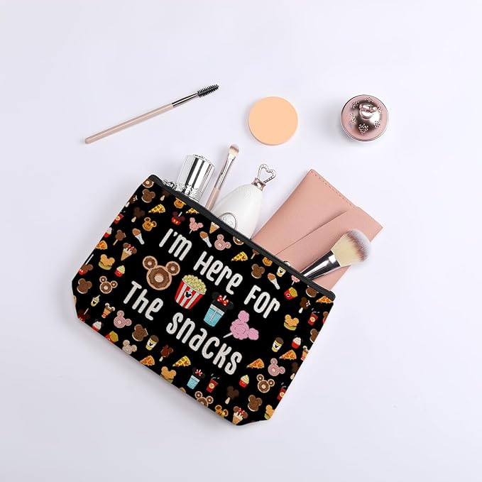 Magic Kingdom Lover Gift Halloween Snacks Cosmetic Bag Snacks Bag for Travel Cute Toiletry Bag for Girls Teens Friends Makeup Organizer Zipper Pouch (for The Snacks Black)
