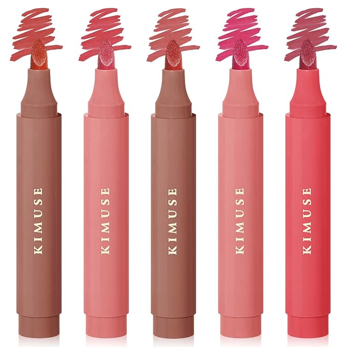 KIMUSE Lip Stain Set, 5 PCS Long Lasting Waterproof Smudgeproof Lip Liner Stain, Matte Natural Finish, All Day Wear Lip Color