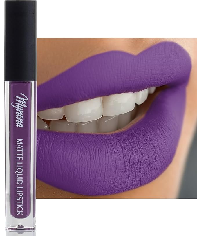 Mynena Pearl Purple Long Lasting Lipstick for Women Waterproof & Transfer-Proof | Hydrating with Shea Butter | Bold Pigment Matte Color Lip Stain | Talc-Free & Vegan Product that Performs | Sofia