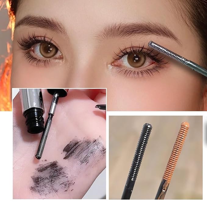 Iron Wand Mascara,Waterproof Metal Wand Mascara Tubing, 3D Curling Metal Wands Mascaras Black Washable, Long-lasting 3D Curling Eyelash, Smudge Proof & No Flaking (Black-2)